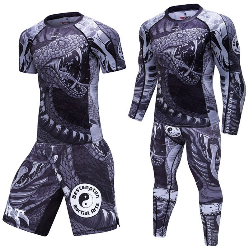 Men gym T shirts Pants Boxing Muay Thai MMA