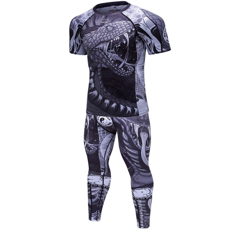 Men gym T shirts Pants Boxing Muay Thai MMA