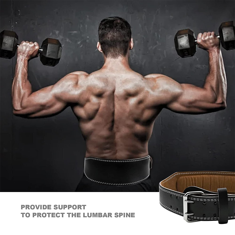 Professional Leather Buckle Weightlifting Belt Adjustable Lumber Support