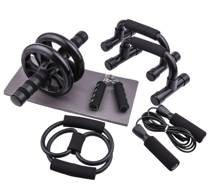 AB Power Wheels Roller Machine & 2 Push-up Hand Bars