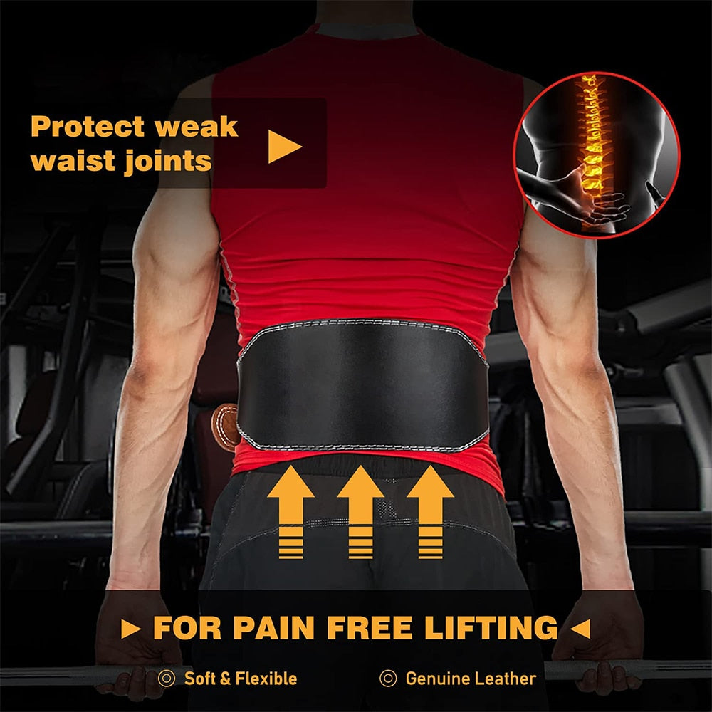 Professional Leather Buckle Weightlifting Belt Adjustable Lumber Support