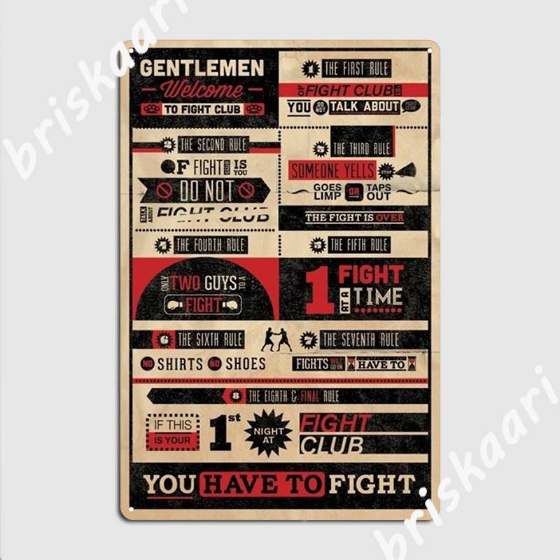 Fight Club Rules Metal Sign Poster / You Have To Fight Sign Poster / Welcome To Fight Club Sign Posters