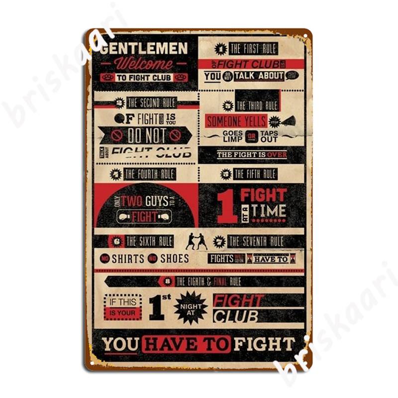 Fight Club Rules Metal Sign Poster / You Have To Fight Sign Poster / Welcome To Fight Club Sign Posters