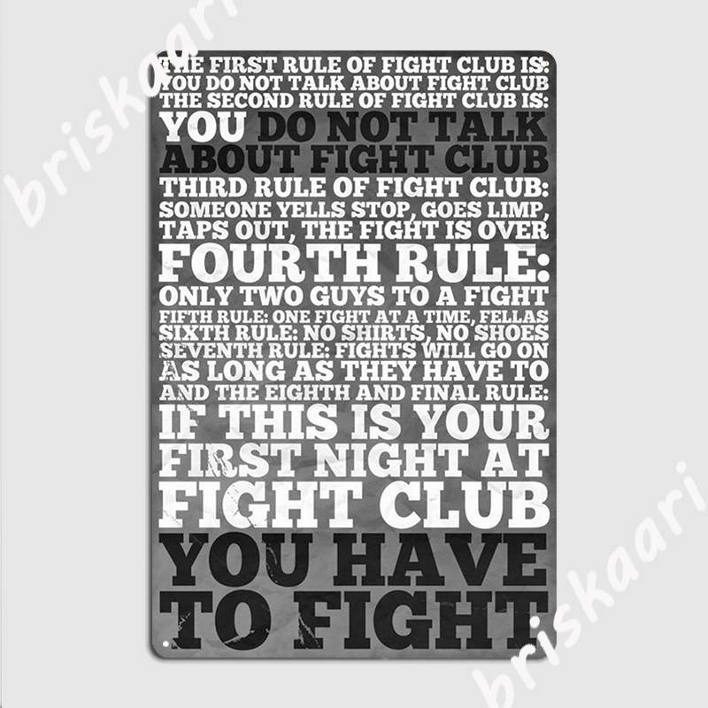 Fight Club Rules Metal Sign Poster / You Have To Fight Sign Poster / Welcome To Fight Club Sign Posters