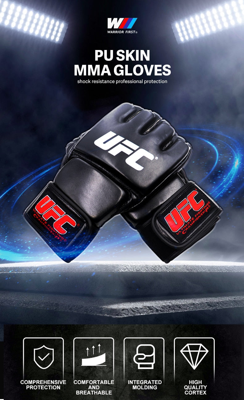 UFC Half Finger Boxing PU Leather Gloves