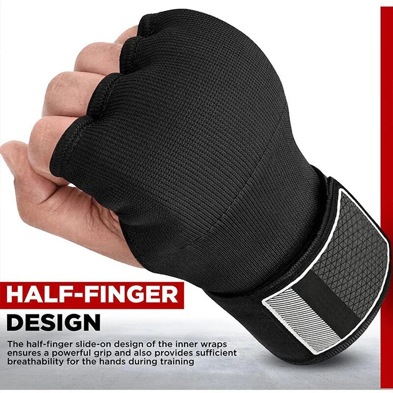 Hand Wrap Inner Half Finger Gel Fighting Gloves