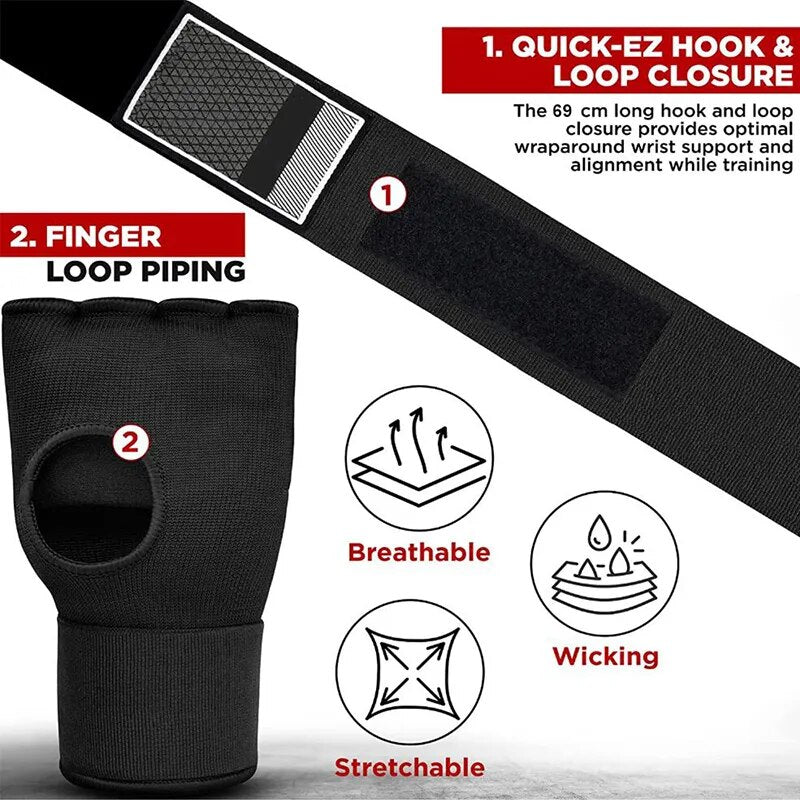 Hand Wrap Inner Half Finger Gel Fighting Gloves