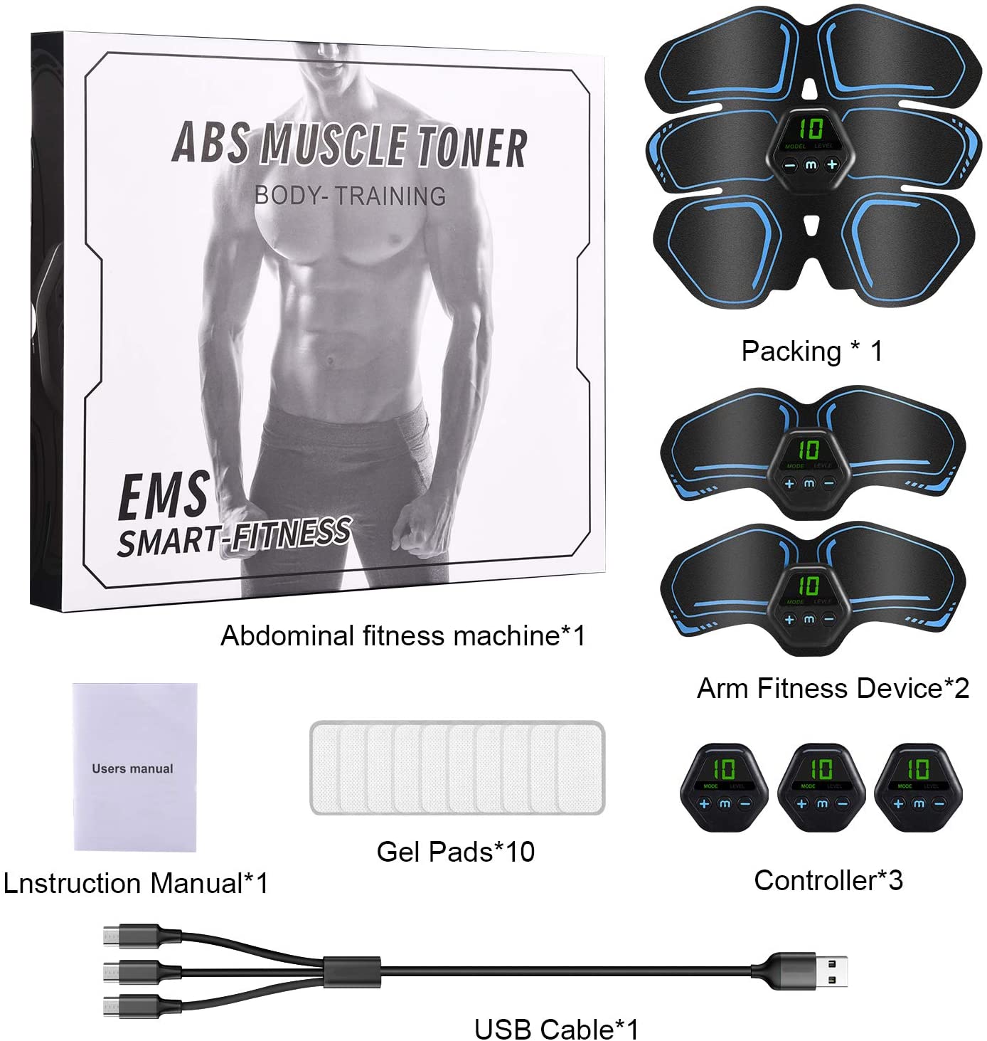 EMS Abdominal Muscle Trainer Abdominal, Leg and Arm Toning