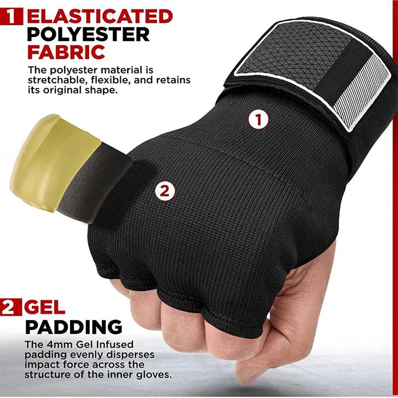 Hand Wrap Inner Half Finger Gel Fighting Gloves