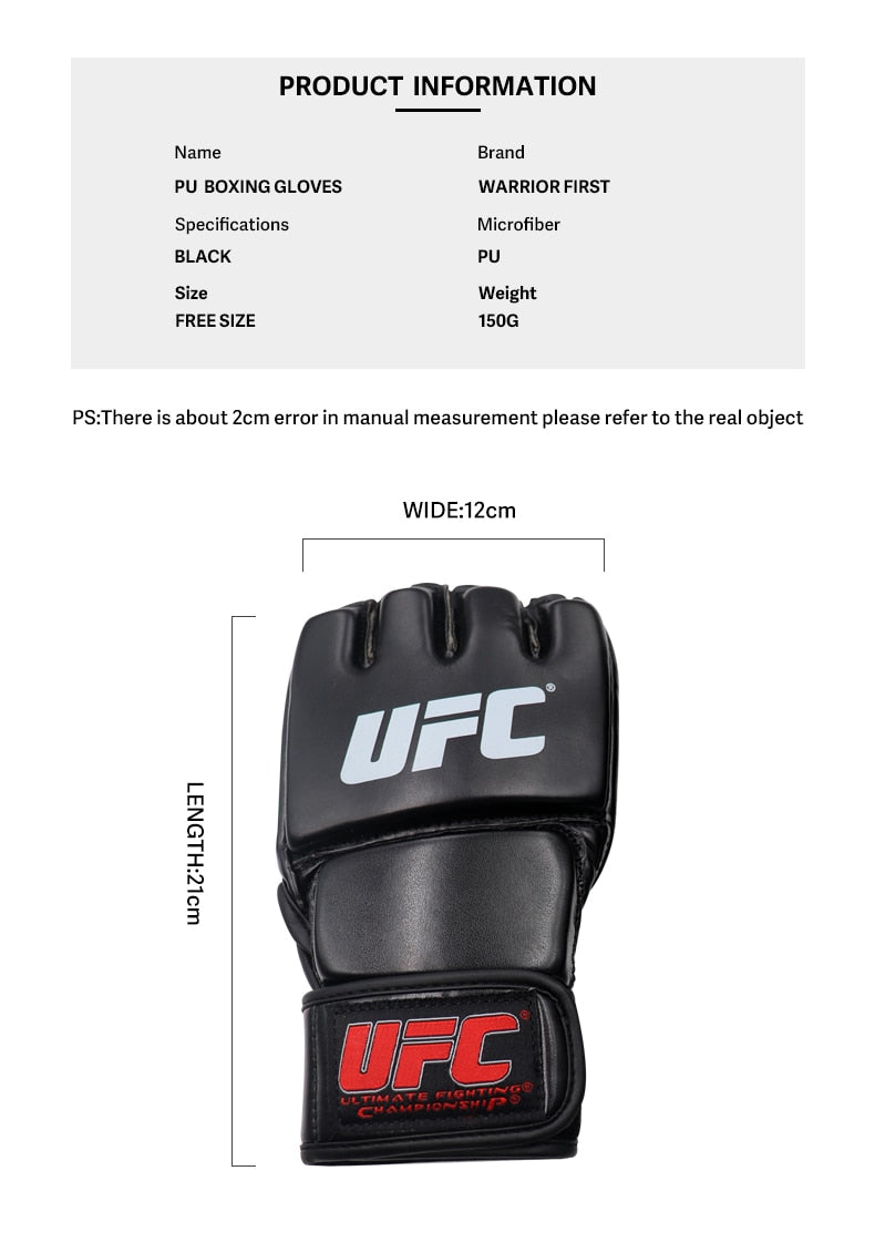 UFC Half Finger Boxing PU Leather Gloves
