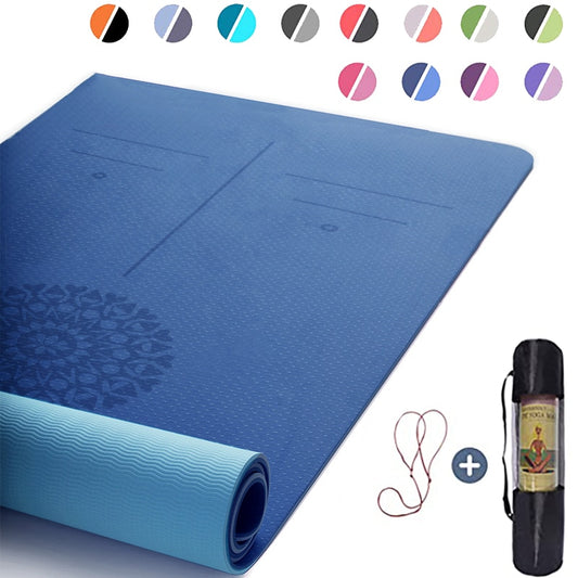 Yoga Mat With Position Line 6mm Non-Slip Double Layer