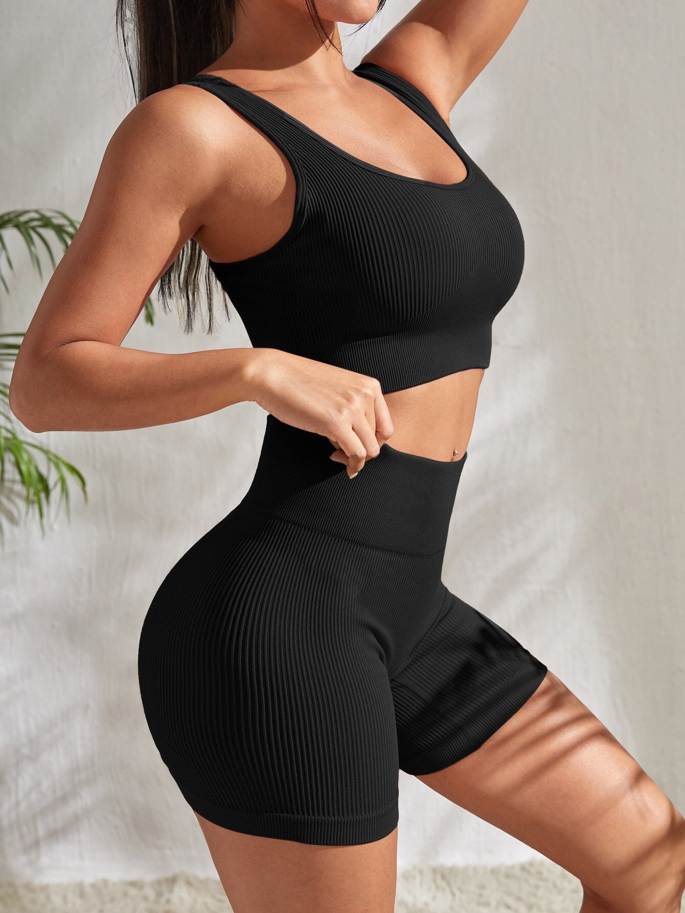 Seamless Yoga Set Gym Suits With Shorts Crop Top