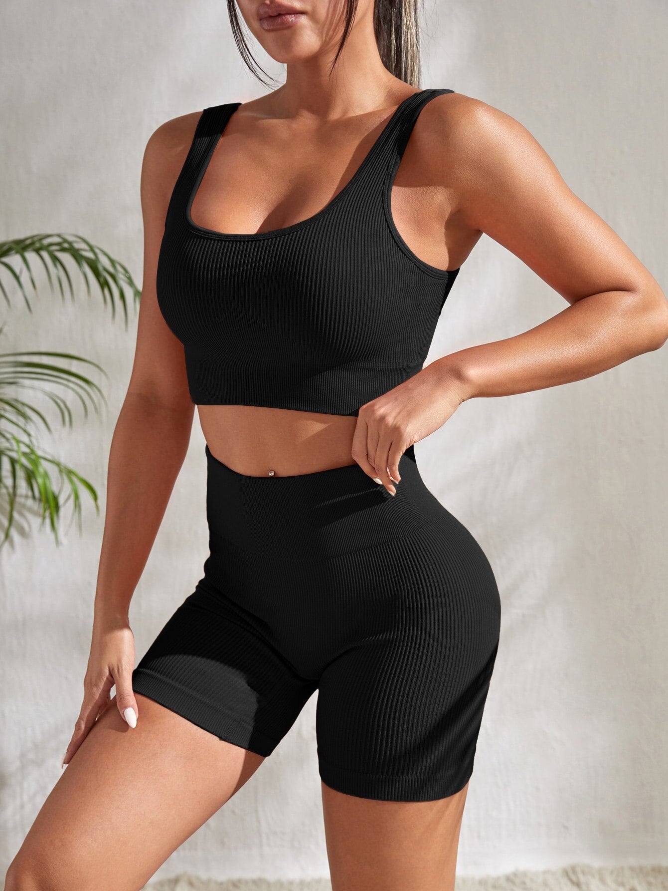 Seamless Yoga Set Gym Suits With Shorts Crop Top